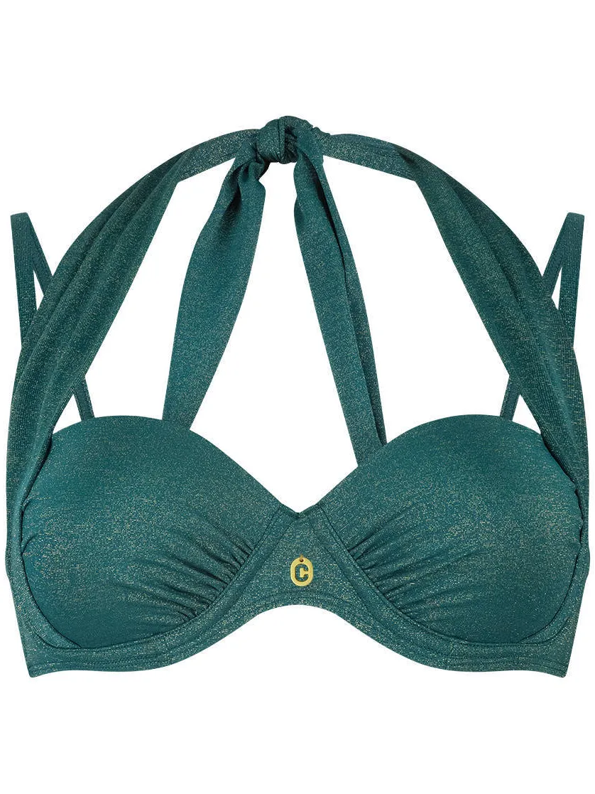 Ten Cate Beach TC WOW voorgevormde halter bikinitop donkergroen, foto 2