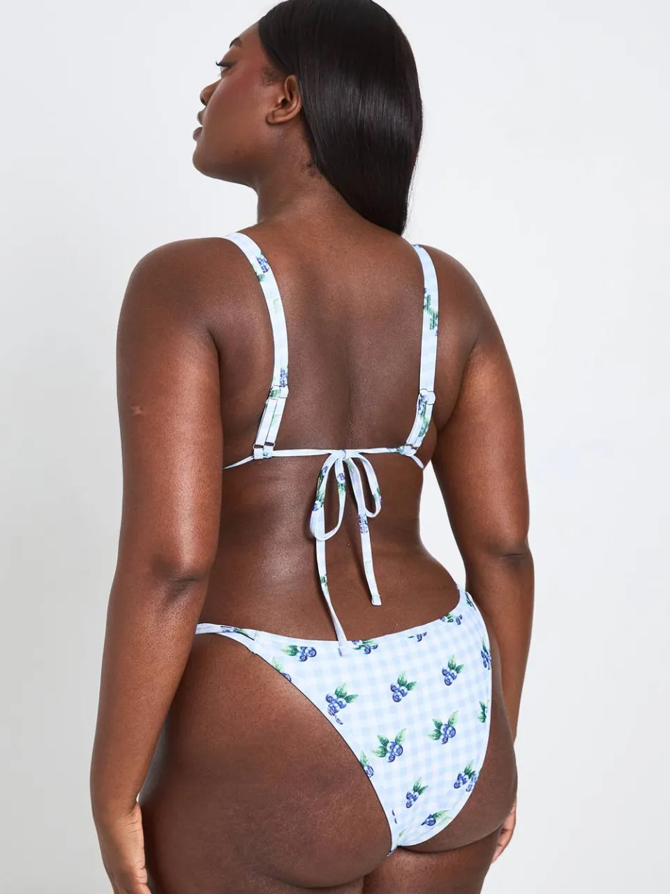 boohoo Dames Plus Geruite Driehoeksbikini Set Met Print blauw, foto 2