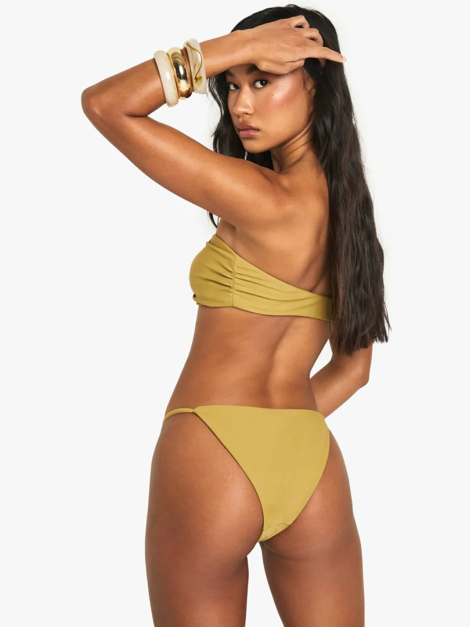 boohoo Dames Resin Stone Trim Gold O-Ring Detail Tanga Bikini-broekjes, foto 2