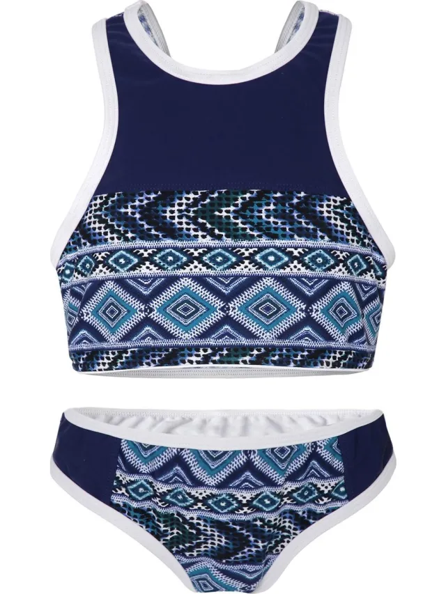 La V Bikini sport retro - Blauwe jean 140-146