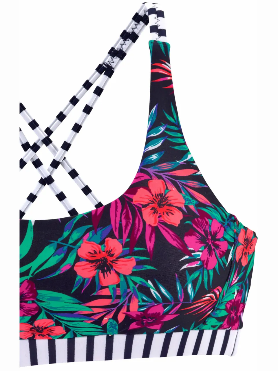bustierbikinitop marineblauw bloemenprint, foto 3