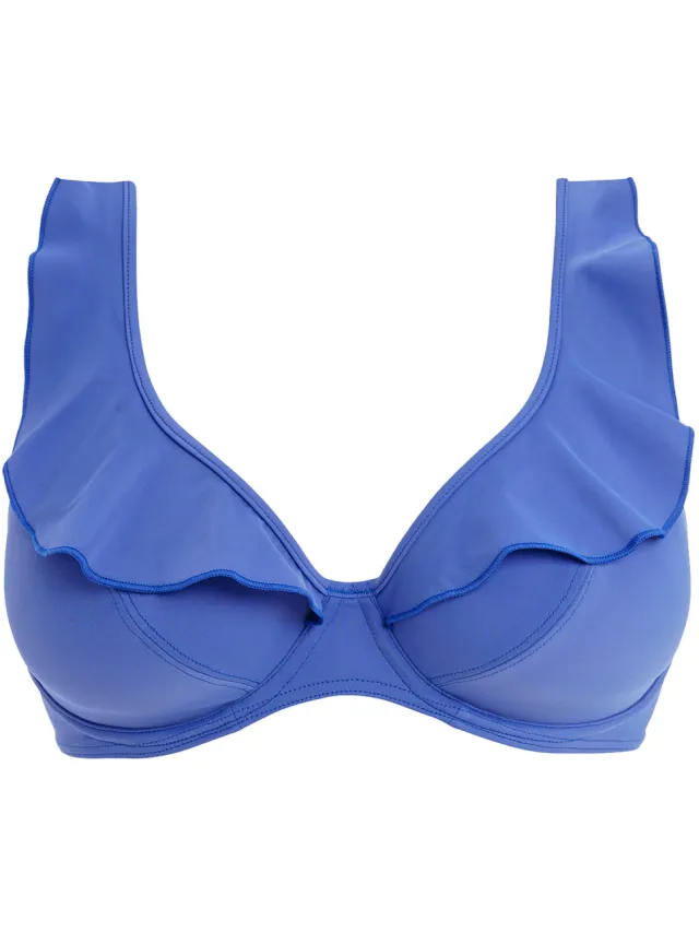 Freya Jewel Cove niet-voorgevormde beugel bikinitop met ruches blauw, foto 2