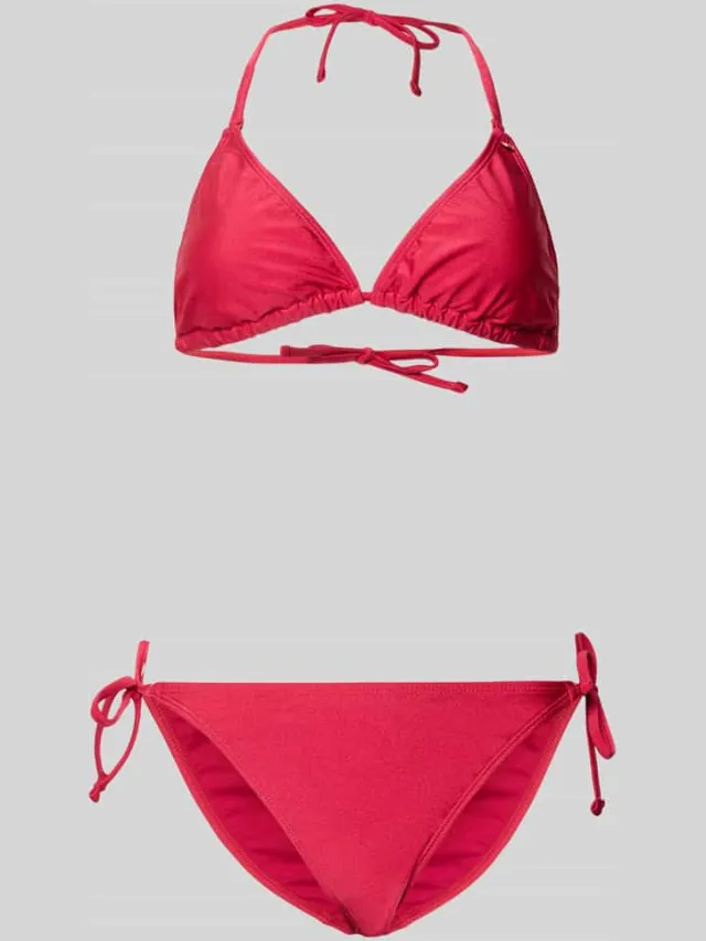 Shiwi slim fit bikini-set met logo-applicatie Felroze