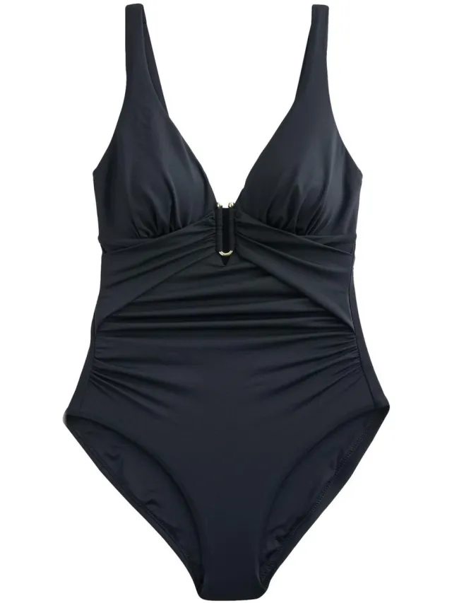 Next Dames - Utrim diep uitgesneden badpak met figuurcorrectie - Zwart Black