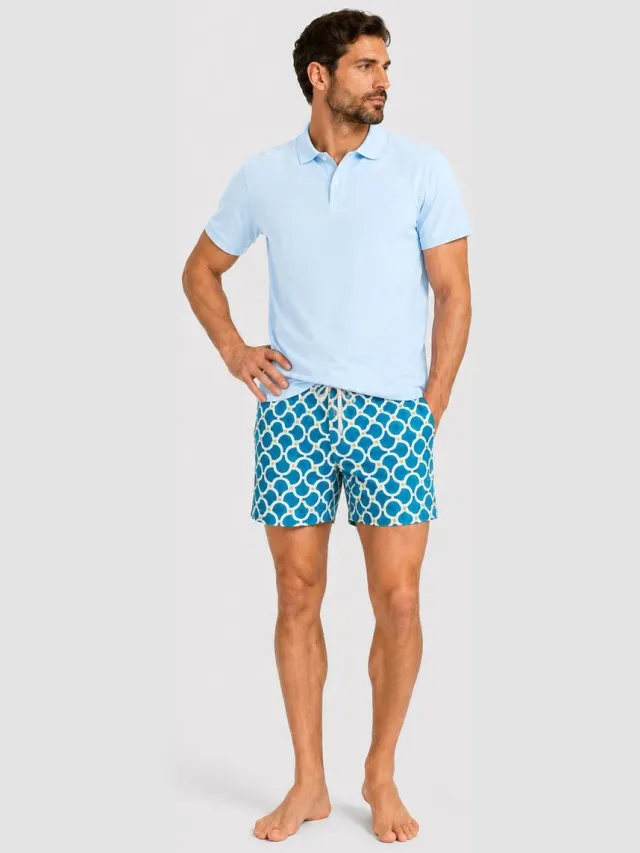 Gassa D'amante Badeshorts & Polo-Shirt (2tlg. Set) Amalfi Lichtblauw-blauw
