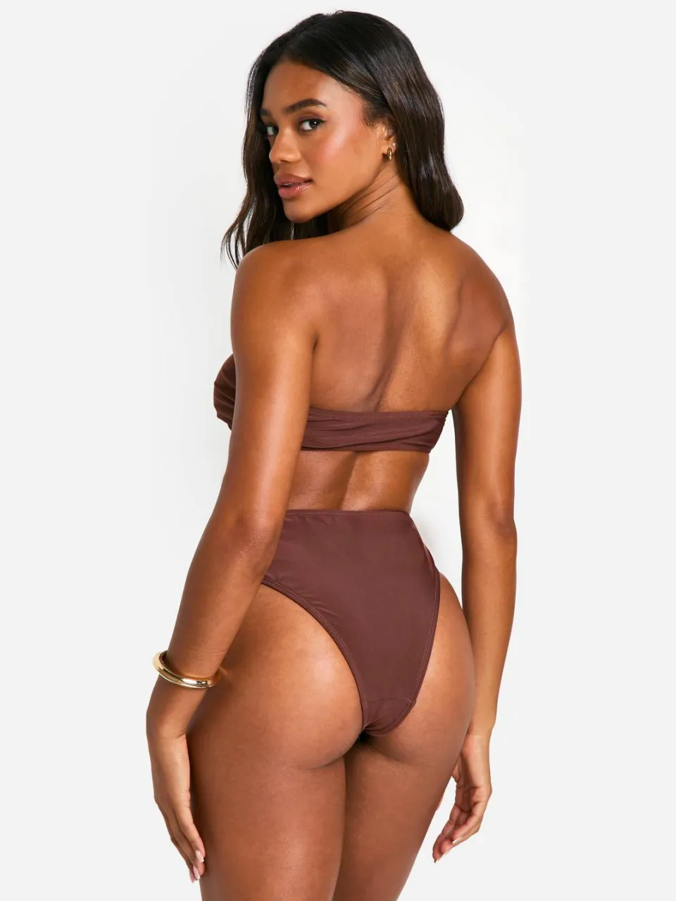 boohoo Dames Mix & Match Hoge Taille Bikini Slip bruin, foto 2