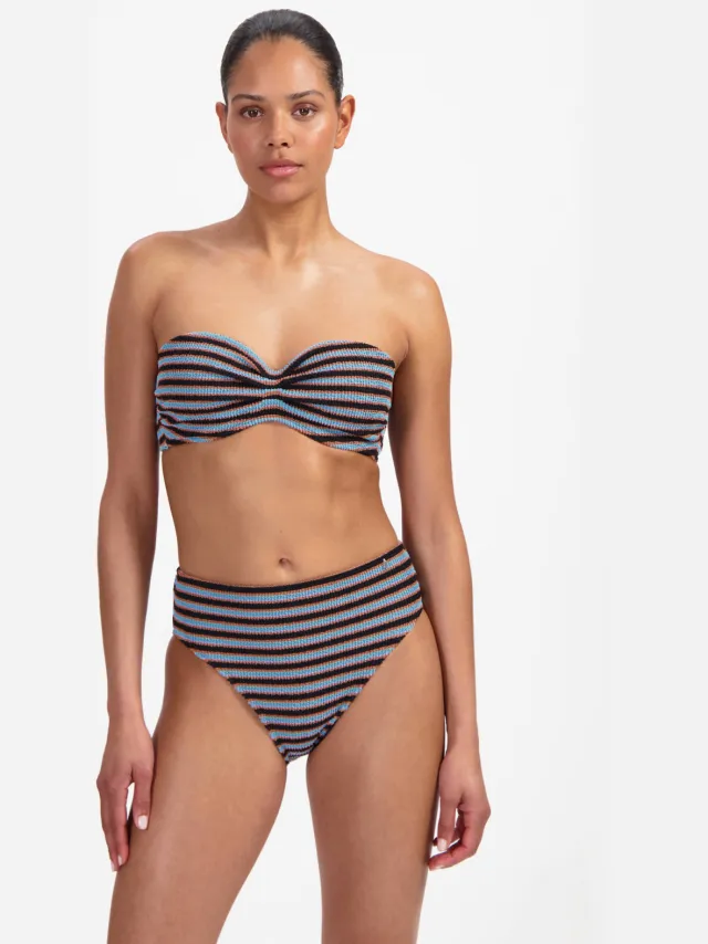 Beachlife bandeau bikinitop blauw bruin Blauw/bruin
