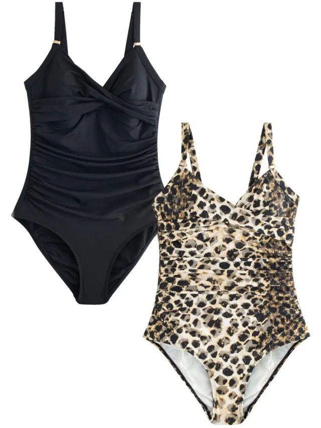 Next Dames - Set van 2 buikcorrigerende badpakken - Dierenprint Black/Animal