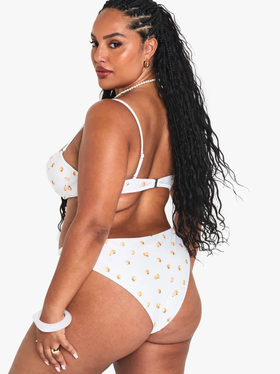 boohoo Dames Plus TANGERINE PRINT GEPADDE BALKON BIKINI TOP oranje, foto 2