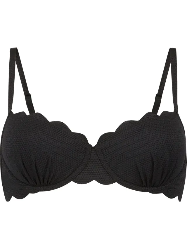 Hunkemöller Dames Badmode Voorgevormde beugel bikinitop Scallop - Zwart