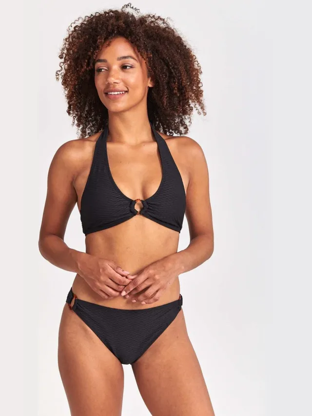 Shiwi 36 - CARO bikini set WAFFLE STRUCTURE - black Zwart