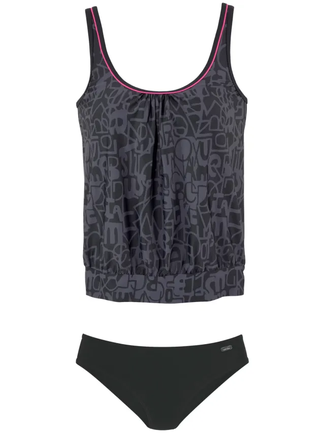 oversized tankini grijs letterprint zwart/grijs