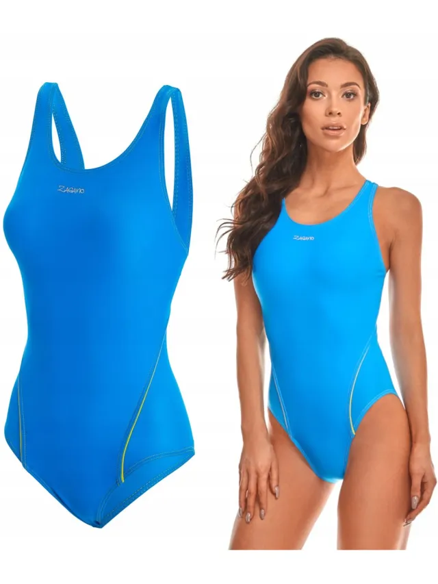 ZAGANO Badpak dames - Sneldrogende - Sport zwempak - Strandpak damen blauw