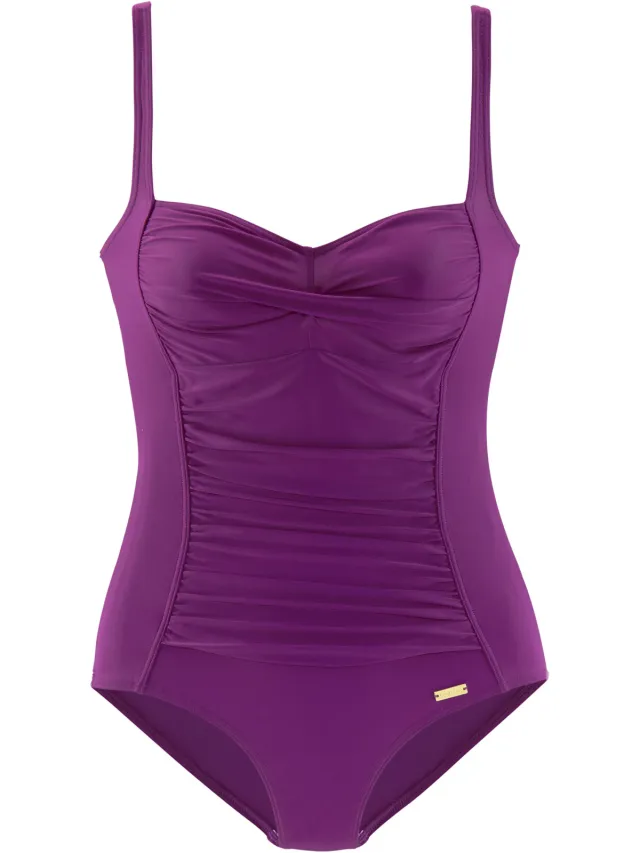 badpak paars met rimpelingen fuchsia