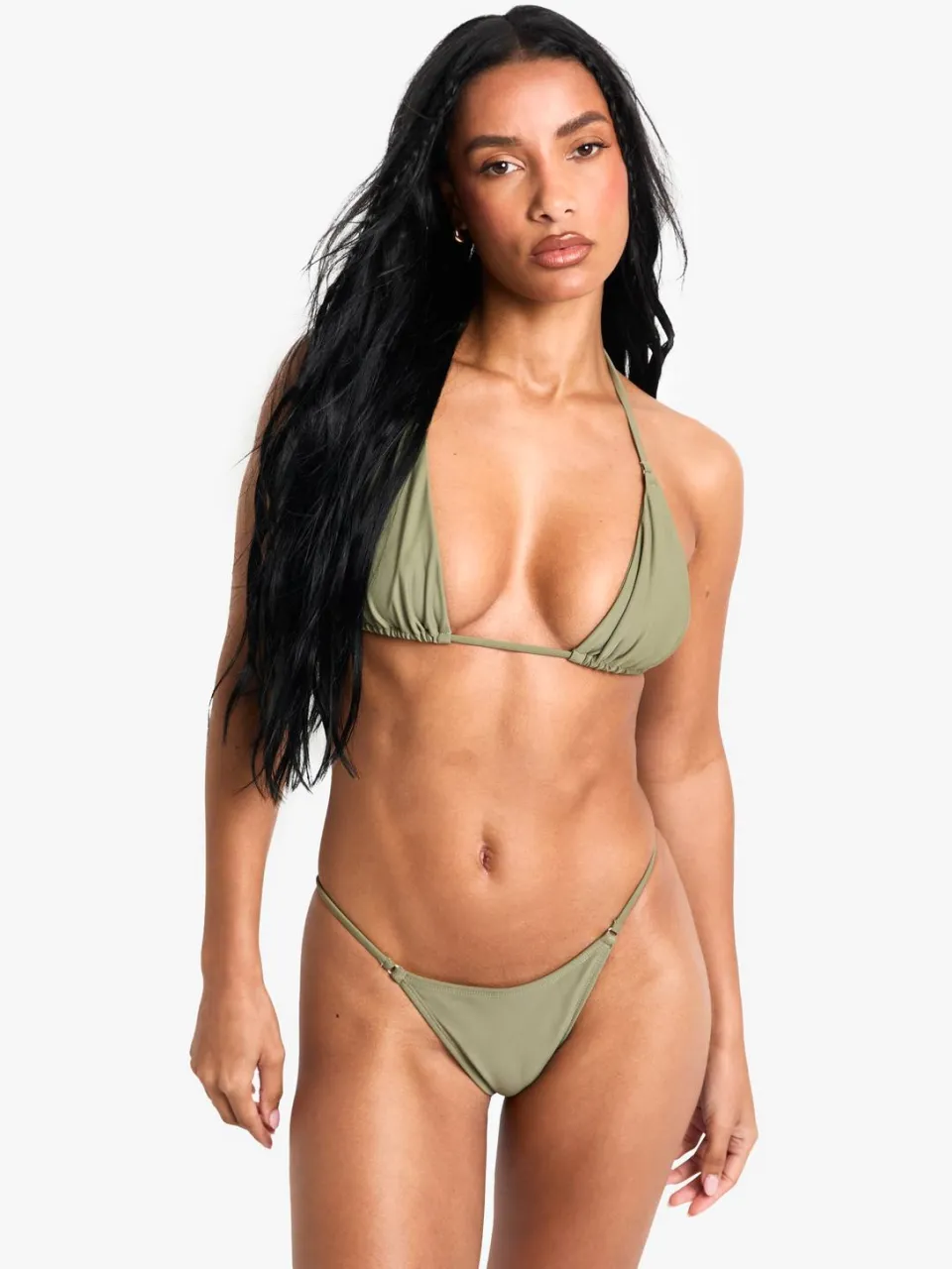 boohoo Dames Swimwear Essentials Triangle Bikini Top kaki, foto 3