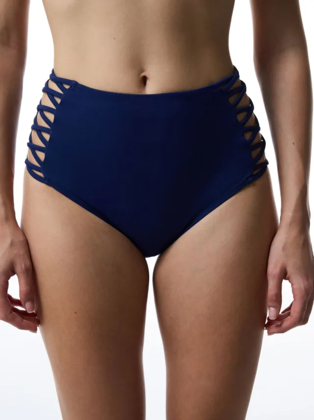 Penti Hoogzwaist Cut-Out Bikini Shorts Marineblauw