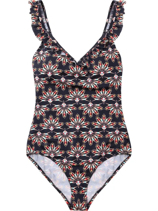 La V Badpak dames met V hals - People pattern - M (Valt klein) Bruin