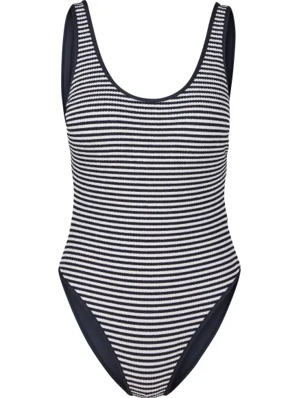 Seafolly Clubhouse Retro One Piece badpak marineblauw Grijs