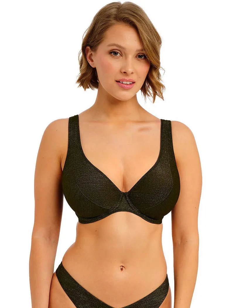 Freya niet-voorgevormde beugel bikinitop Arizona Wave met lurex zwart