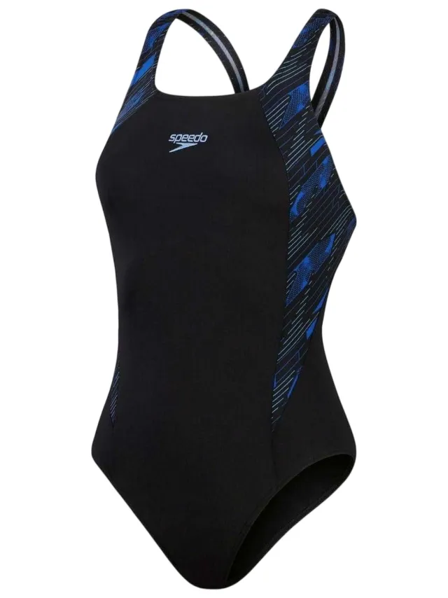 Speedo Dames/Dames Hyper Boom Muscleback ééndelig zwempak (ZWART/BLAUW)