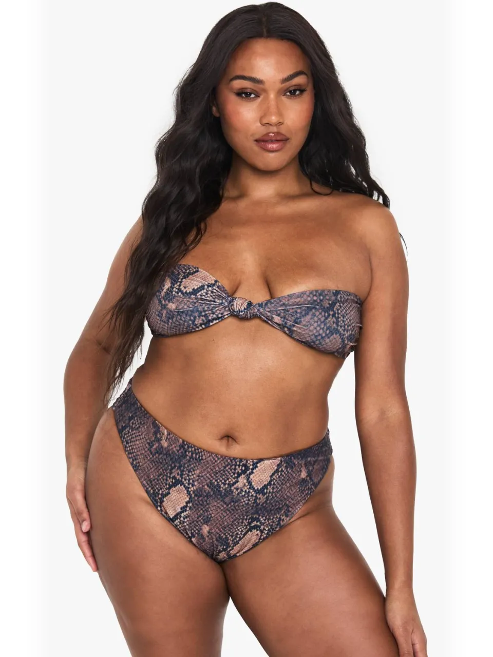 boohoo Dames Plus Snake Print Hoge Taille Bikini Broekjes slangenprint, foto 3