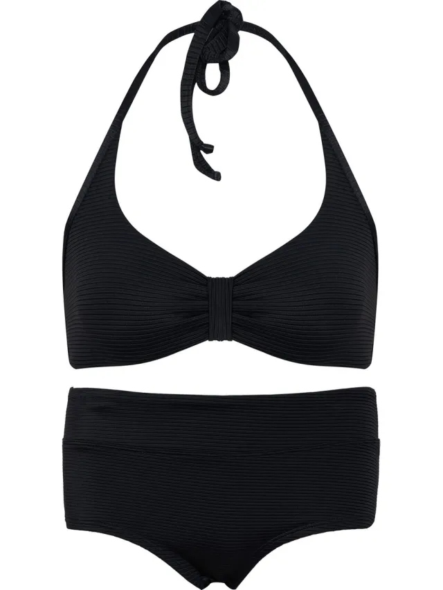 La V Bikini hipster broekje en haltertopje Zwart 164-170