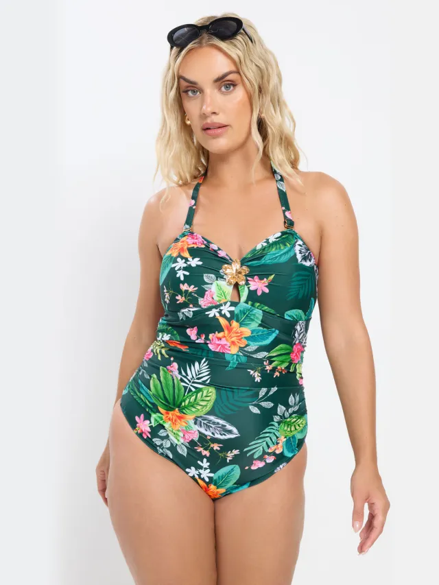 Yours Groen Badpak Met Tropische Print Green