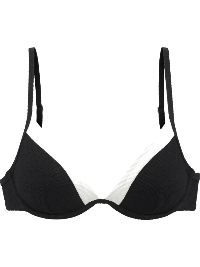 Beugelbikinitop zwart/crème, foto 2