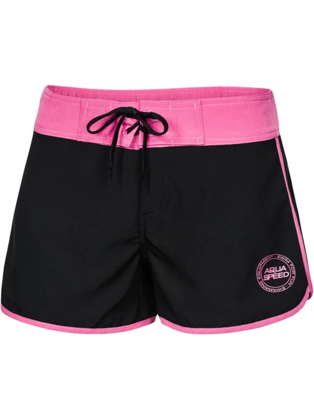 Aqua Speed VIKI Dames Zwemshort / Boardshort - Zwart met Roze