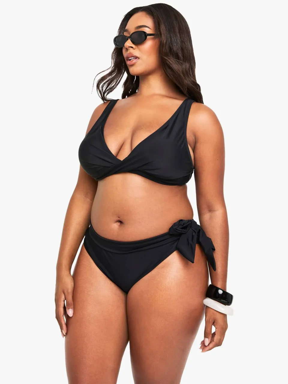 boohoo Dames Plus Wikkel-Bikinitop zwart, foto 3