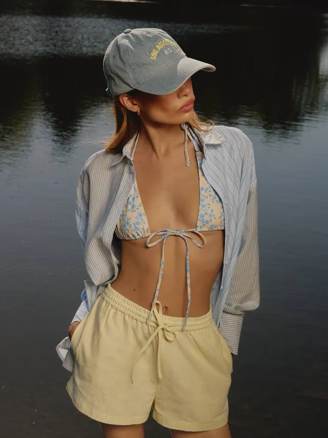 boohoo Dames Bloemenprint Driehoek Bikinitop met Veters aan de Voorkant multicolor, foto 2