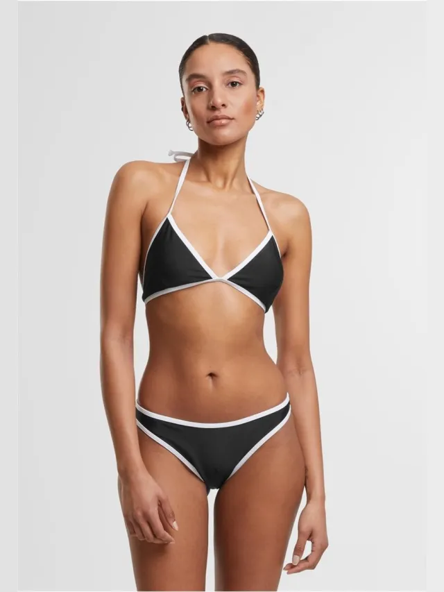 Urban Classics Retro Triangelbikini Bikini Set zwart-wit XL Polyester