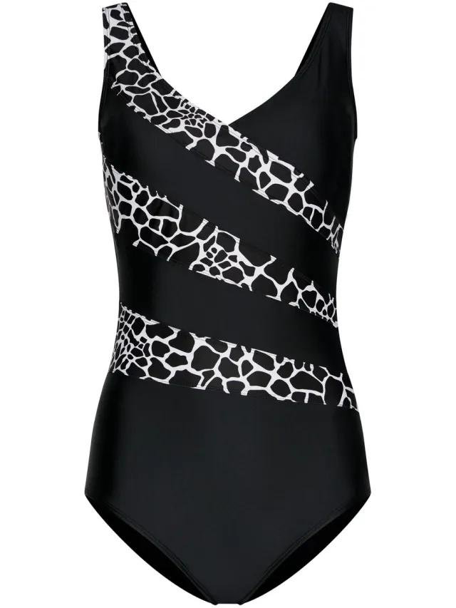 Pastunette Badpak - Noir Safari - Zwart/Wit - Corrigerend