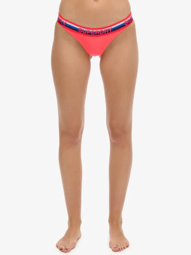 Superdry Klassiek gestreept bikinibroekje - Dames - Badpakken Hyper Fire Pink
