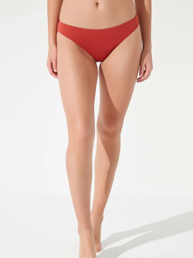 Penti Midden taille Effen Bikini Onderdeel Donkerrood