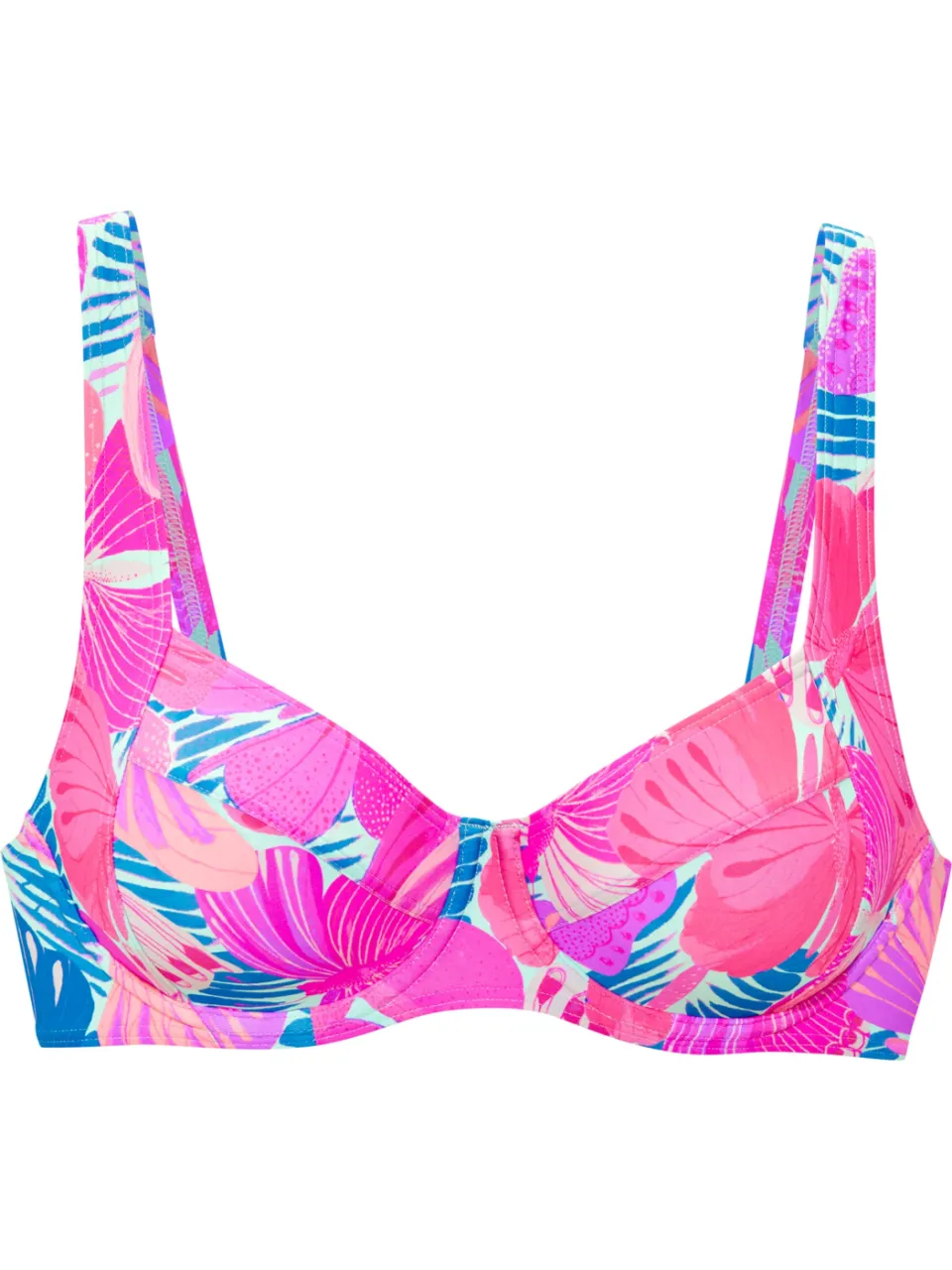Beugelbikinitop roze blauw bedrukt, foto 2