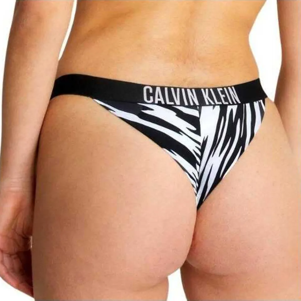 Calvin Klein Dames/Dames Zebraprint Diep uitgesneden Bikinibroekje (Wit, Zwart)