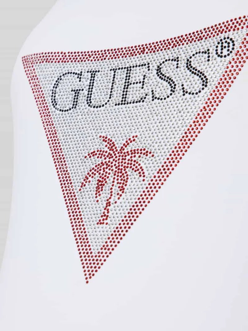 Guess slim fit badpak met strass-steentjes wit, foto 3