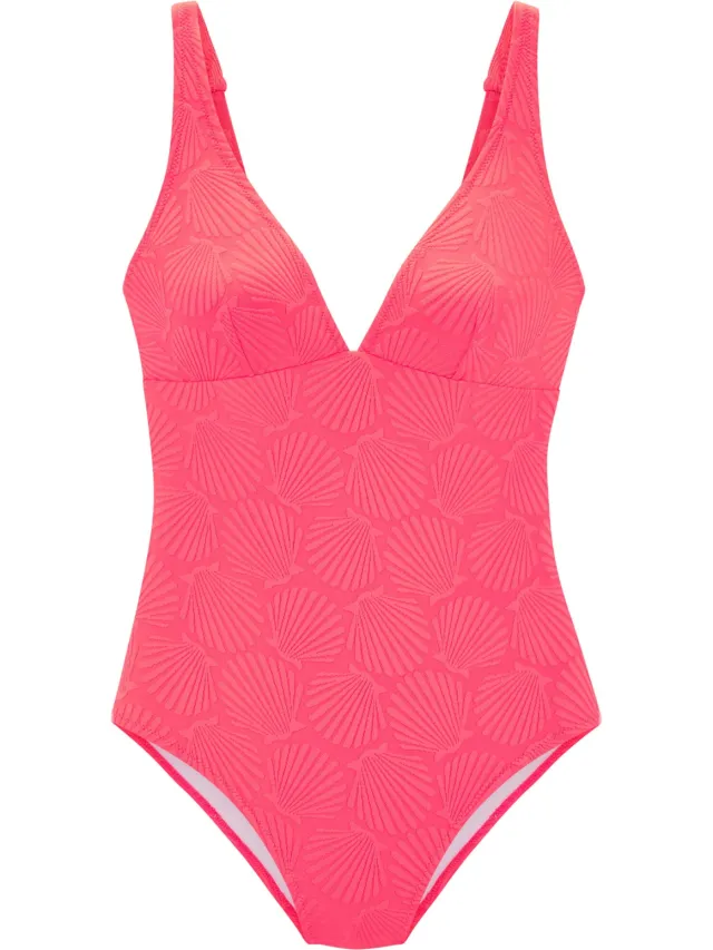 badpak roze met schelpstructuur pink