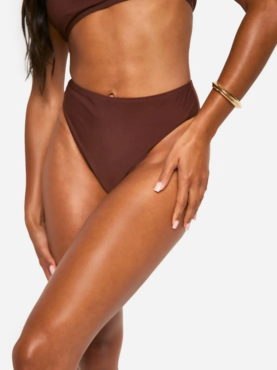 boohoo Dames Mix & Match Hoge Taille Bikini Slip bruin, foto 4