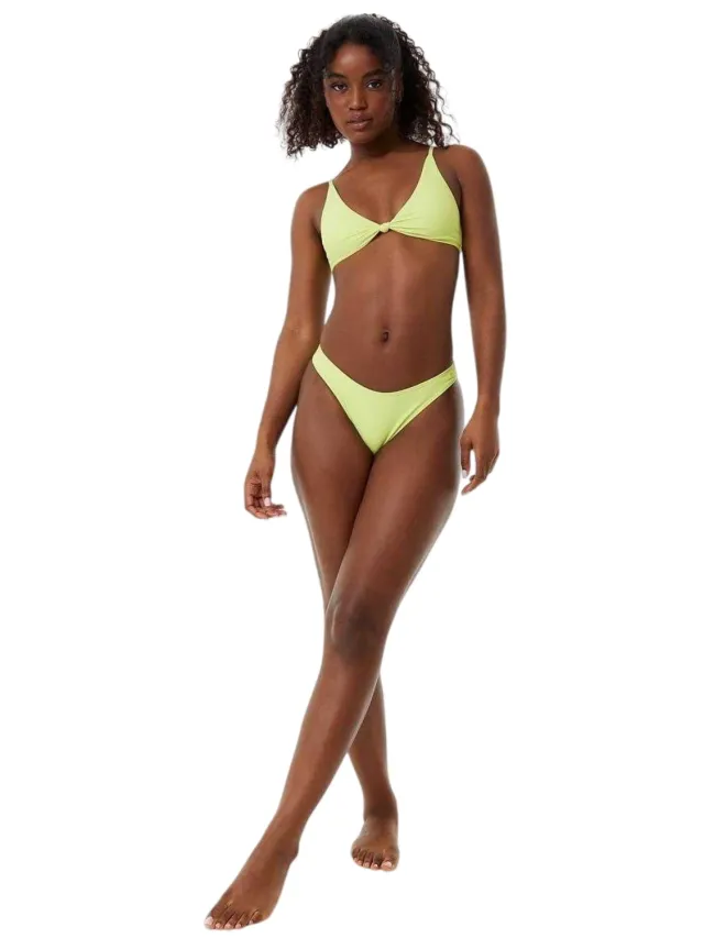 Jack Wills Effen tanga-zwemkleding met hoge taille voor dames (Kalk) Limoengroen