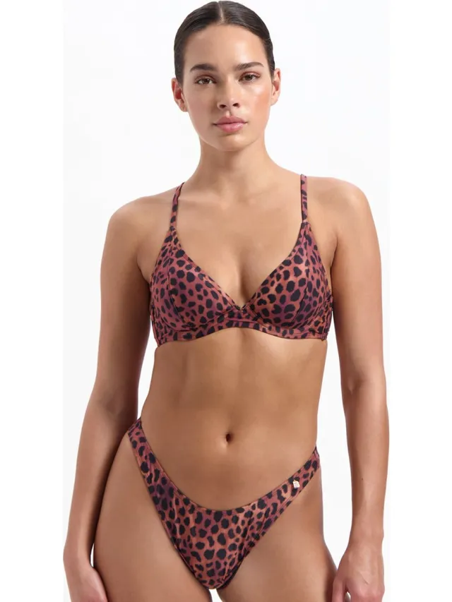 Beachlife Leopard Lover high leg bikinibroekje Bruin, zwart