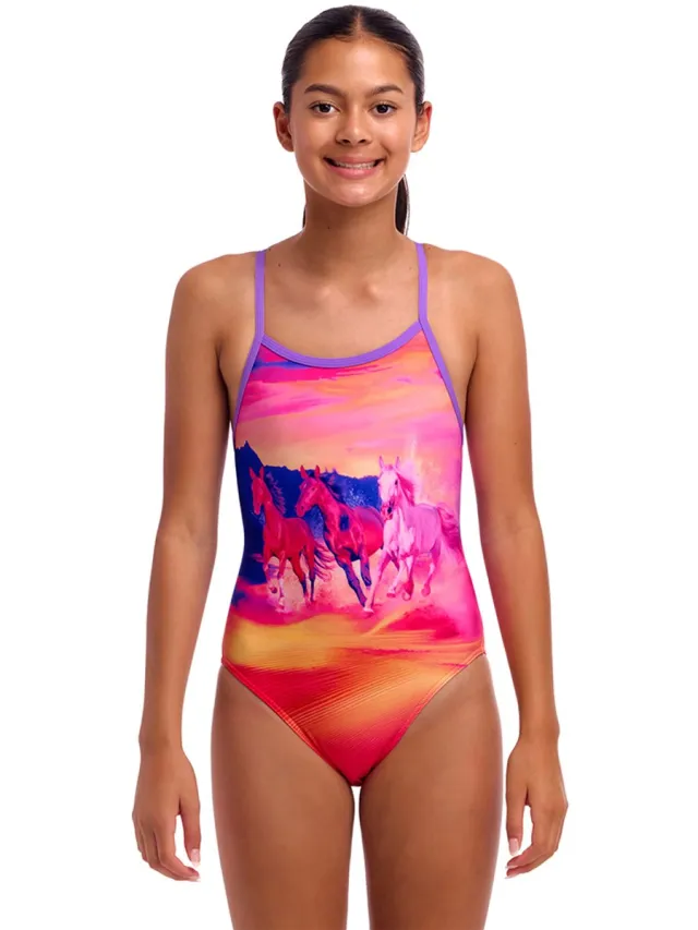 Funkita Single Strap One Piece Zwemkleding Roze 12 Years Meisje Go Riding