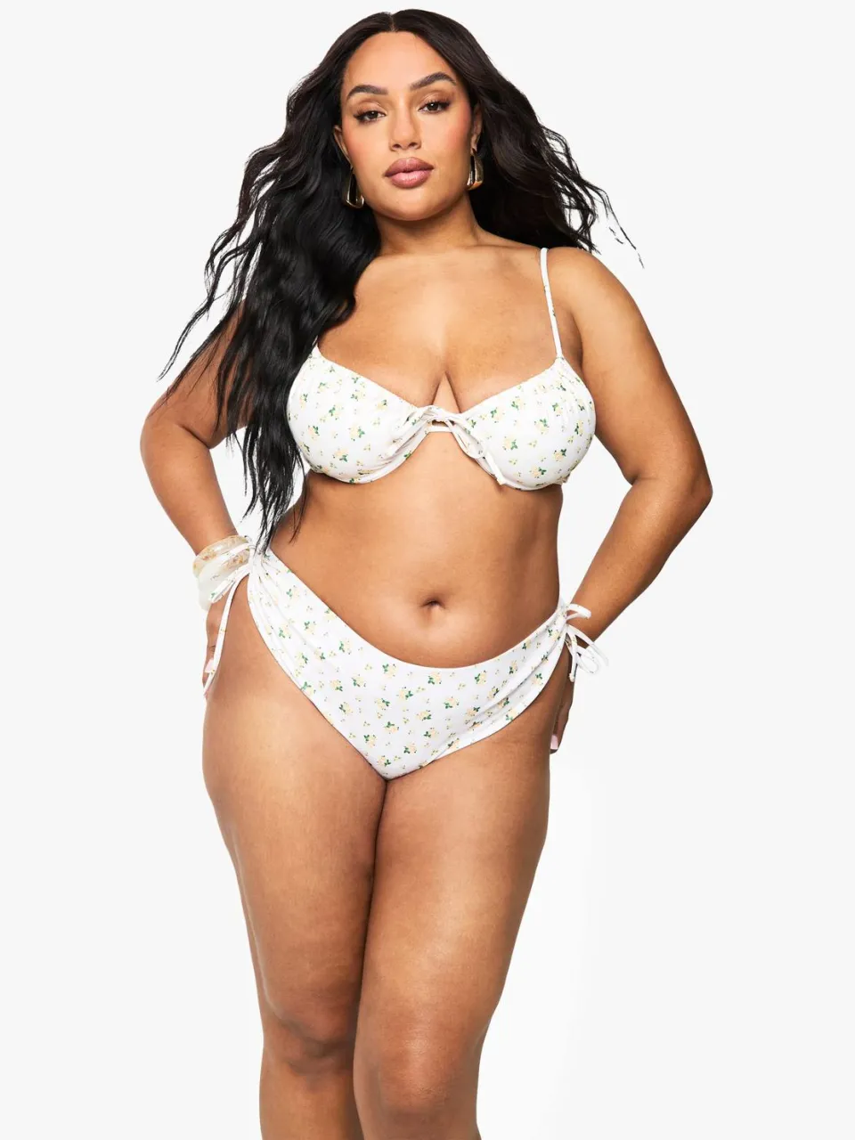 boohoo Dames Plus Ditsy Floral beugelbikini top geel, foto 2