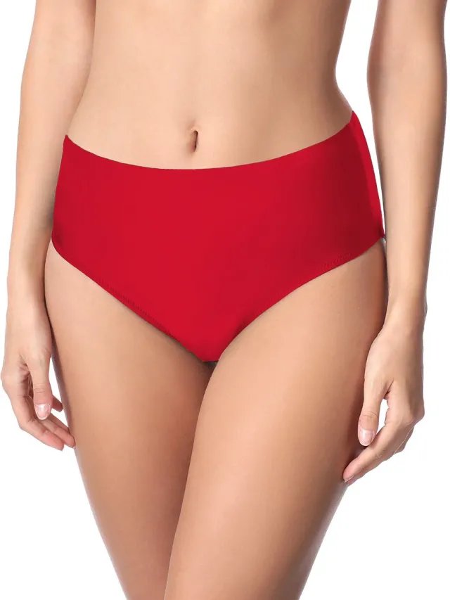 Merry Style MS-VO-M72W Dames Zwembroek - Zwemshorts - Bikinibroekje - Elastische tailleband - Polyamide & Elastaan - Rood (4150) - 40 Rood (4186)