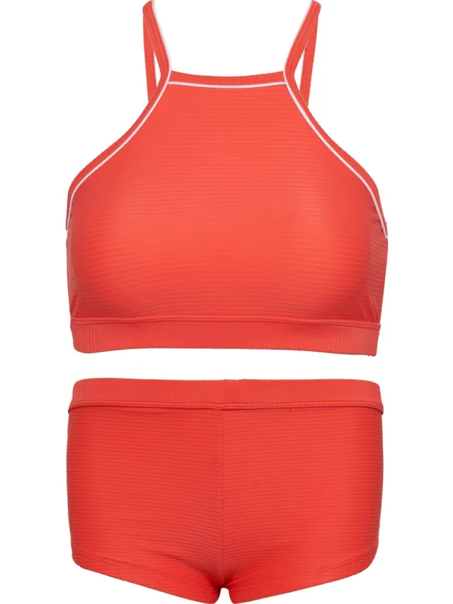 La V Bikini hipster broekje en crop top met racerback - Oranje 170-176 Orangje