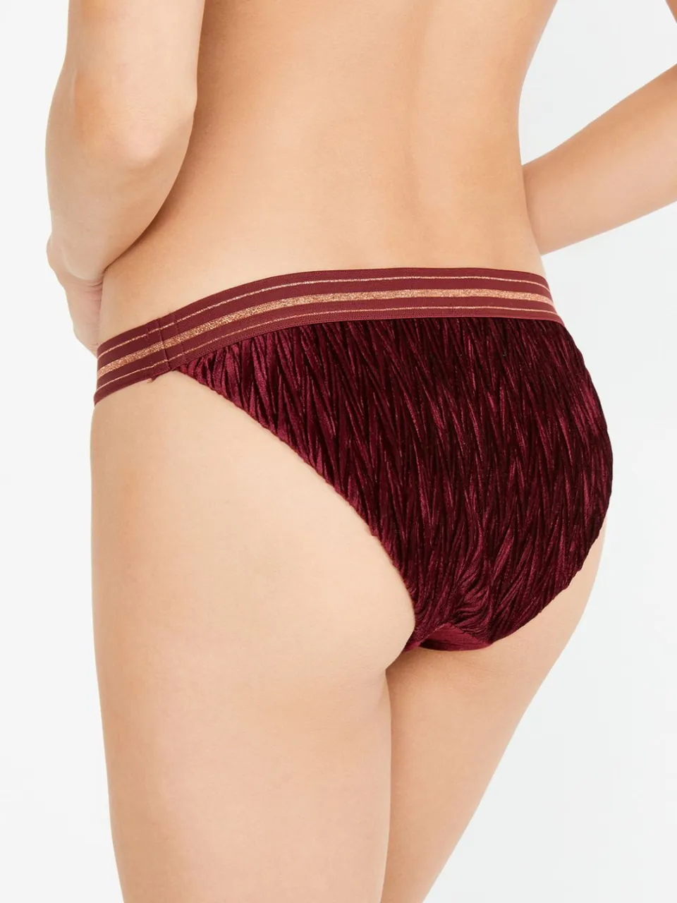 Penti Laag-gevormde Ribbels Hipster Bikini Slip bordeauxrood, foto 2