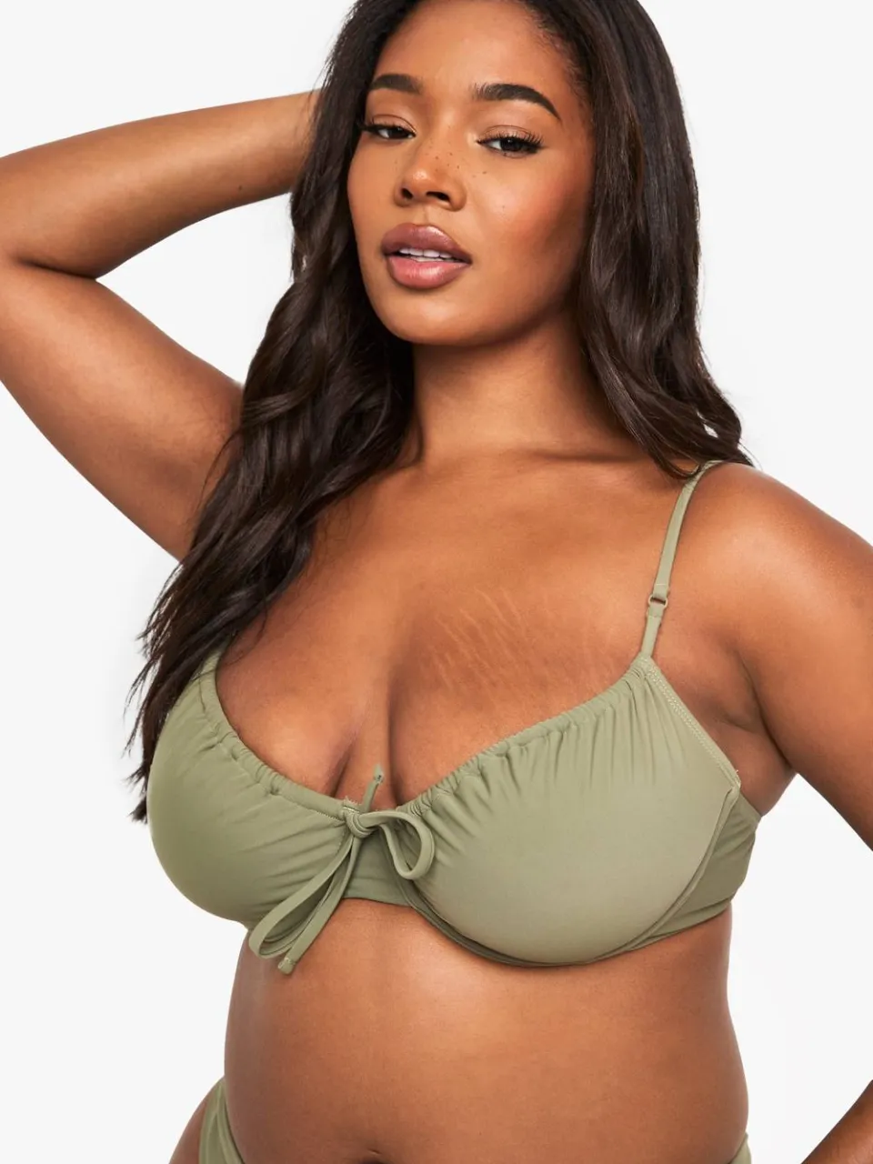 boohoo Dames Plus Swimwear Essentials Bikini Top met beugels kaki, foto 4