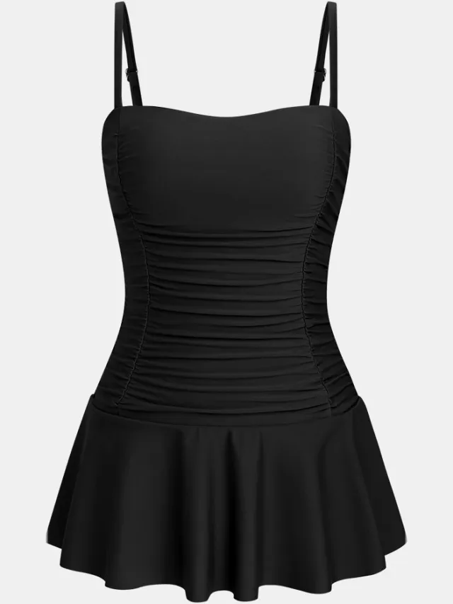 Cupshe Eendelige Zwemjurk - Gerimpeld Detail - Dames - Zwart