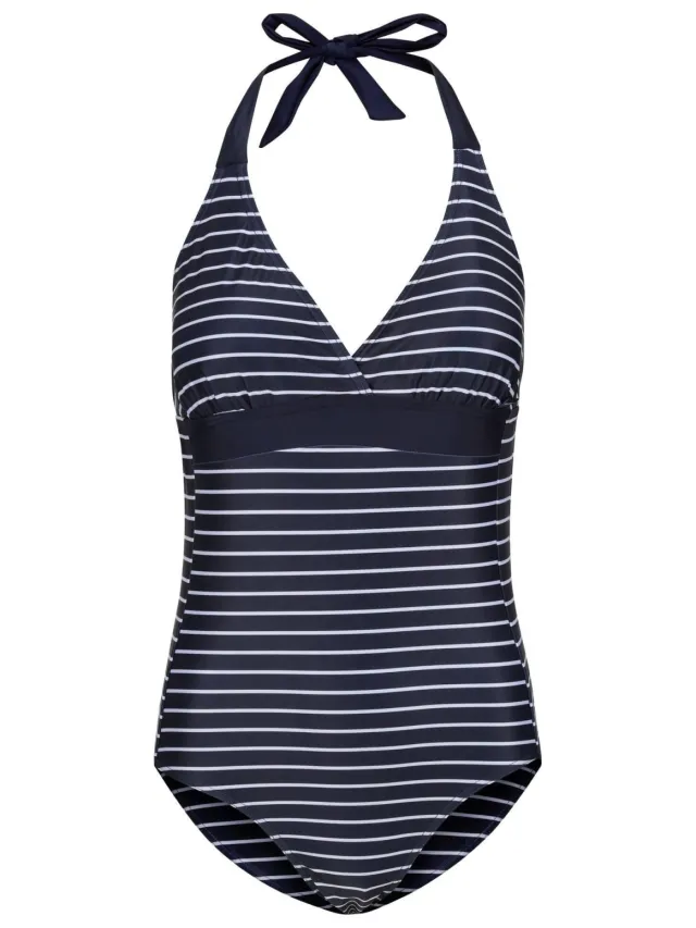 Regatta Dames/Dames Flavia II Stripe One Piece Zwempak (Marine, Wit) Marineblauw